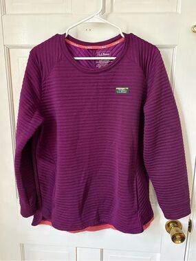 L.L. Bean Airlight Knit Crewneck Pullover Long Sleeve Magenta Fuchsia, Large L